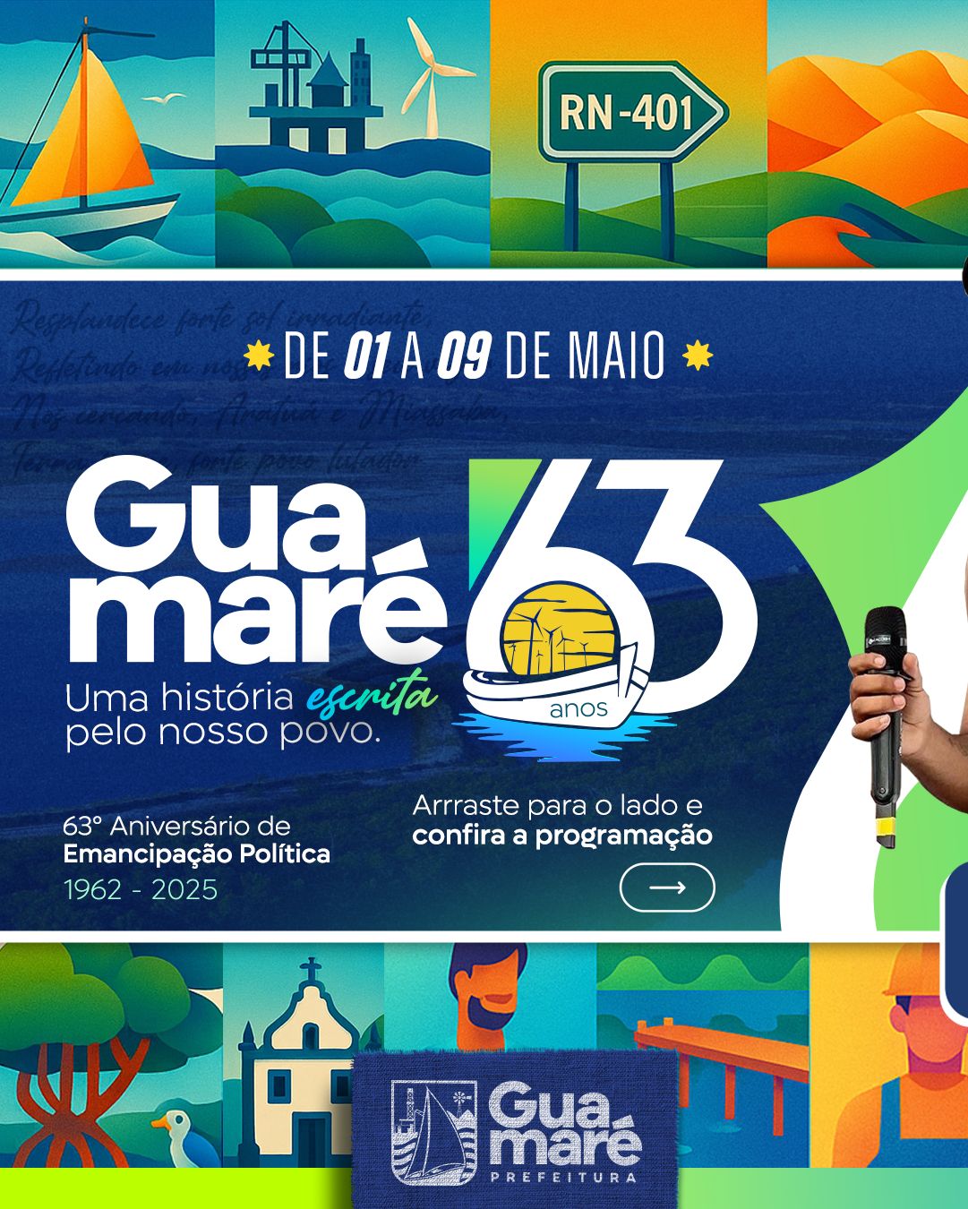 Guamaré celebra 63 anos com programação especial de 1º a 9 de maio