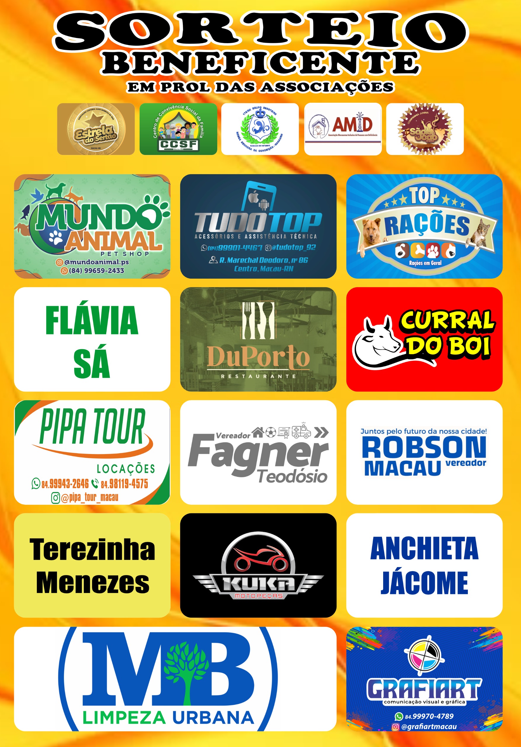 AGRADECIMENTO AOS COLABORADORES DO SORTEIO BENEFICENTE