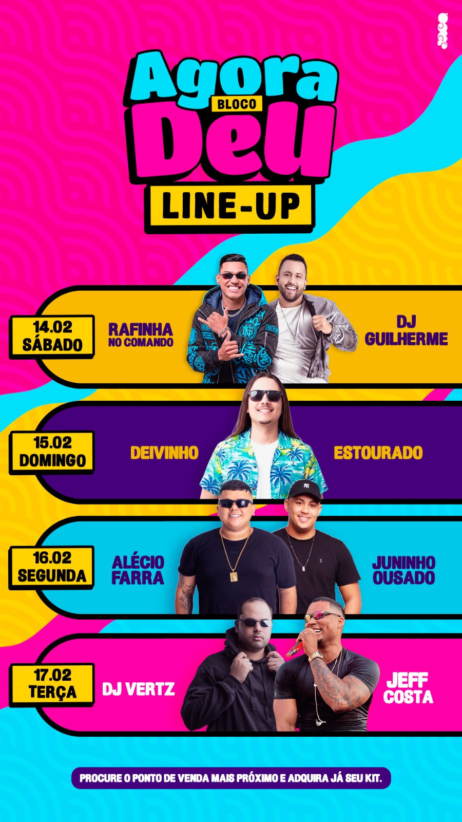 Programação oficial do bloco Agora Deu 2026