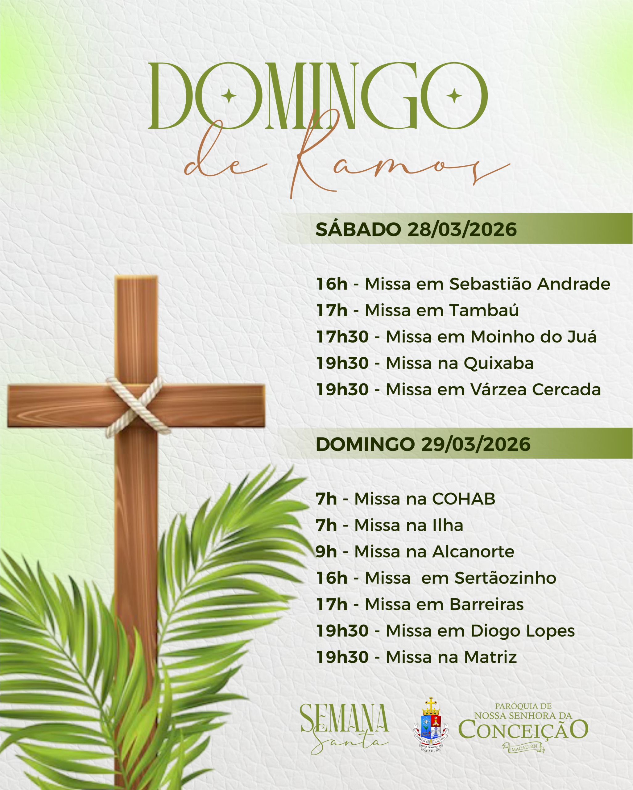 Confira os horários das Missas do Domingo de Ramos em Macau