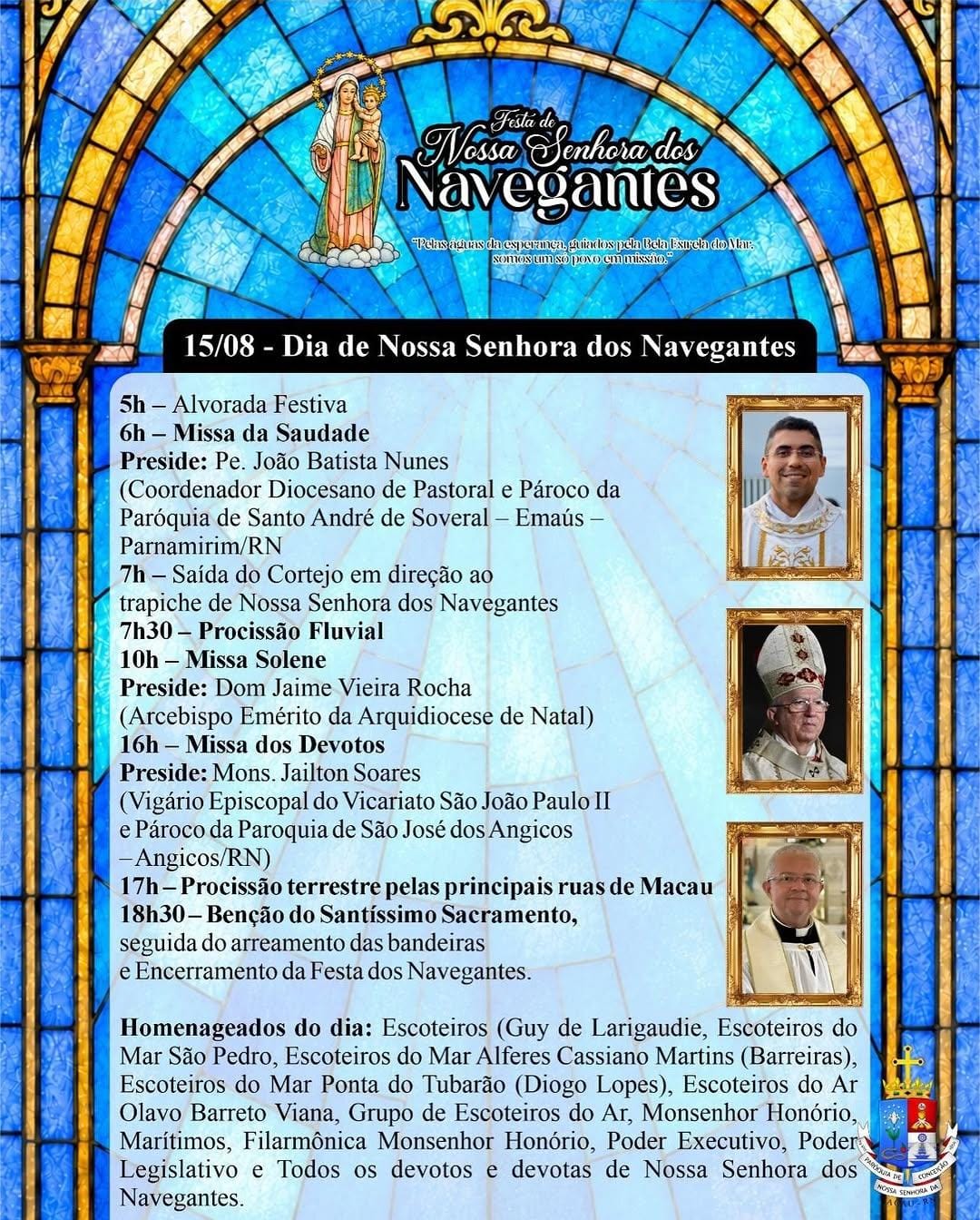 Programação do festejo de Nossa Senhora dos Navegantes