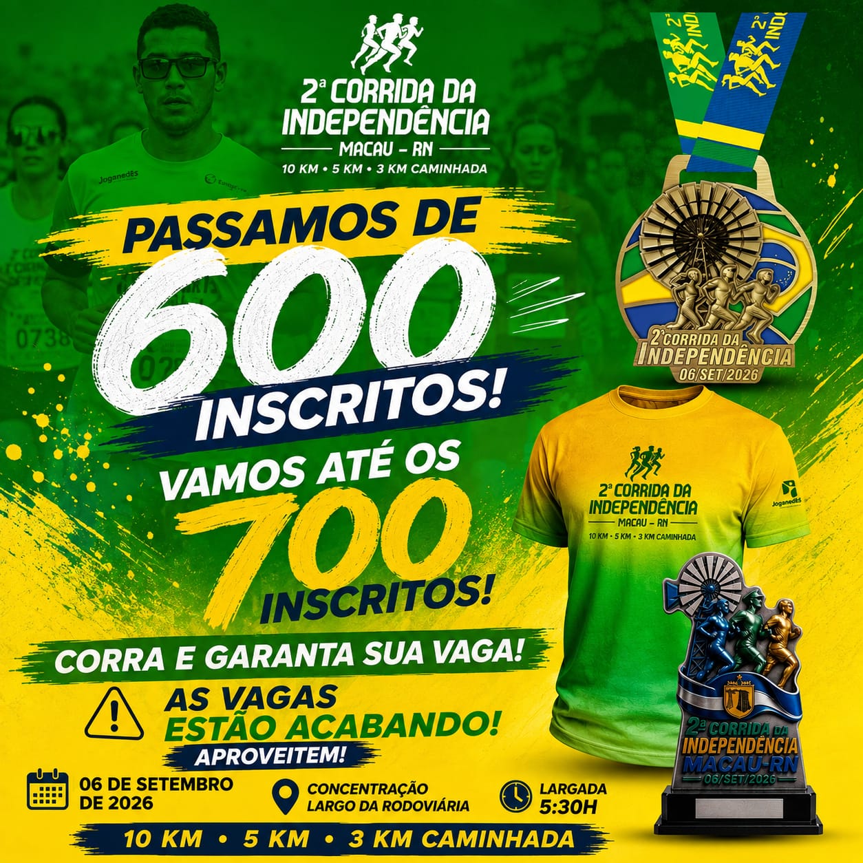 O corrida da independência já atingiu 600 inscritos