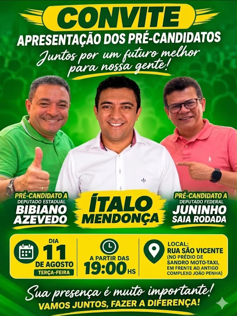 Eleições 2026: Time de Italo vai entrar em campo